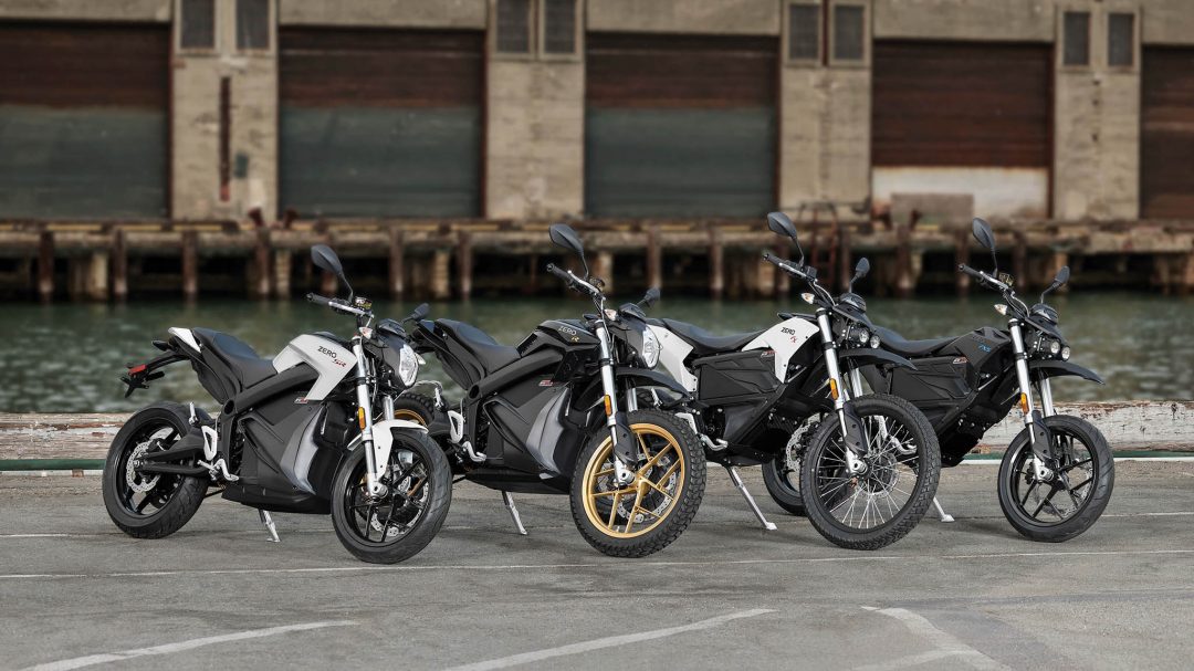 Zero SR, DSR, FX och FXS av 2018 års modeller. Foto: Zero Motorcycles